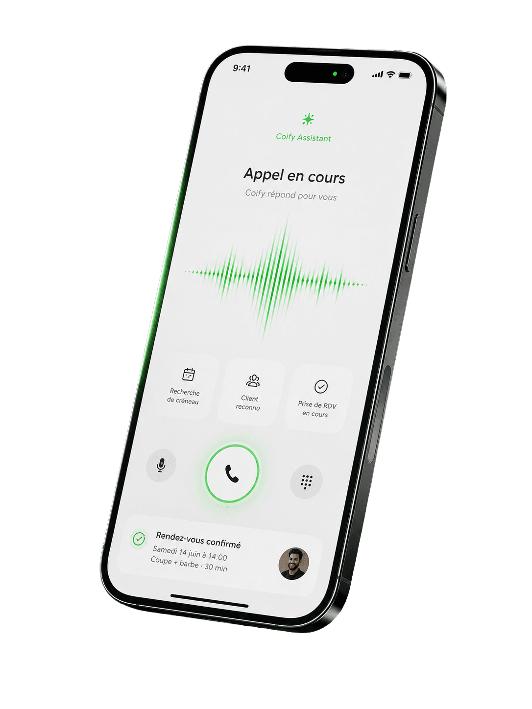 Coify IA — réceptionniste virtuelle, appel entrant